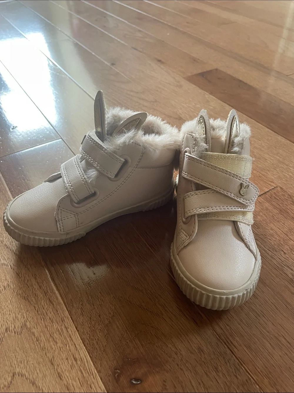 next Cream Faux-Fur Bunny Ear High-Top Sneakers